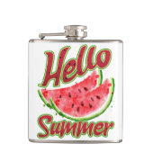 Hallo Sommer | Watercolor Watermelone Design Flachmann (Vorderseite)