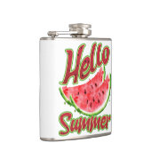 Hallo Sommer | Watercolor Watermelone Design Flachmann (Rechts)