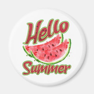 Hallo Sommer   Watercolor Watermelone Design Magnet