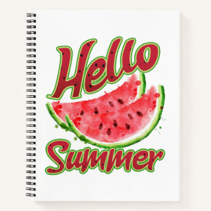 Hallo Sommer Watercolor Watermelone Design Notizblock