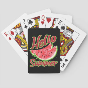 Hallo Sommer Watercolor Watermelone Design Spielkarten