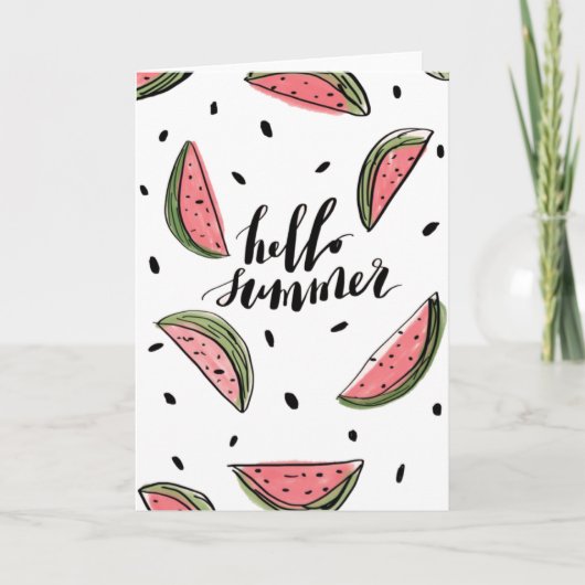 Hallo Sommer Watermelon Blank Inside Card Karte (Vorderseite)
