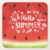 Hallo Sommer Watermelone Rechteckiger Pappuntersetzer (Vorderseite)