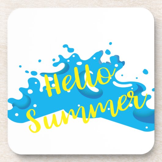 Hallo Sommer, Waves Graphic, Cool White Untersetzer (Vorderseite)
