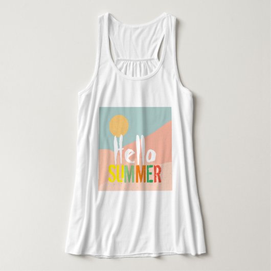 Hallo Sommer Weiß niedliche farbige Text-basierte Tank Top (Design Vorderseite)