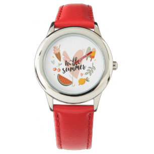 Hallo Sommer Zitat Buntes Süßes Grafik Mädchen Armbanduhr