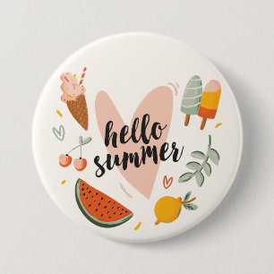 Hallo Sommer Zitat Farbige Süße Illustration Button