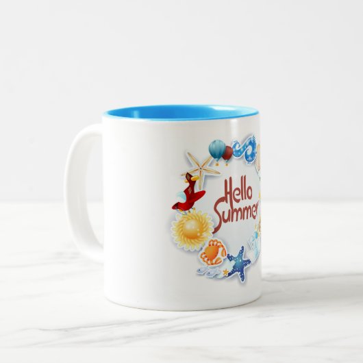 Hallo Sommer Zweifarbige Tasse (Vorderseite Links)