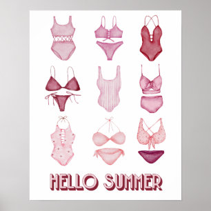 Hallo Sommeranzug, Art Poster, Rot/Rosa Poster