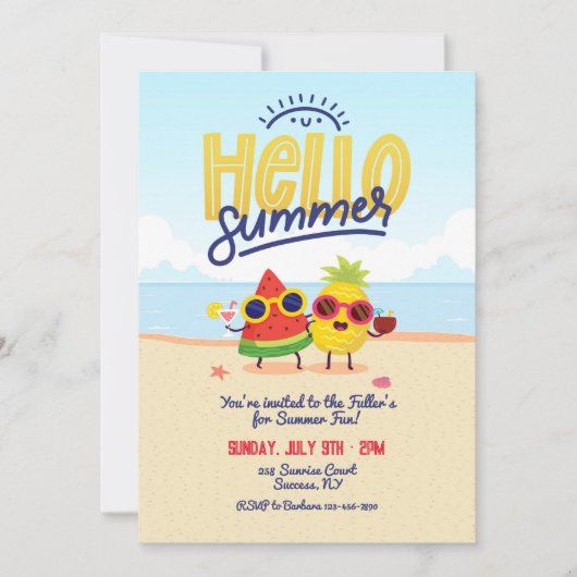 Hallo Sommercharakter Einladung (Vorderseite)