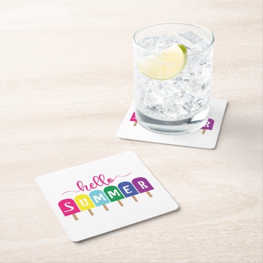 Hallo Sommereis Pop Rechteckiger Pappuntersetzer (Vor Ort)