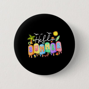 Hallo Sommerferien Eiscreme Eis am Stiel Button