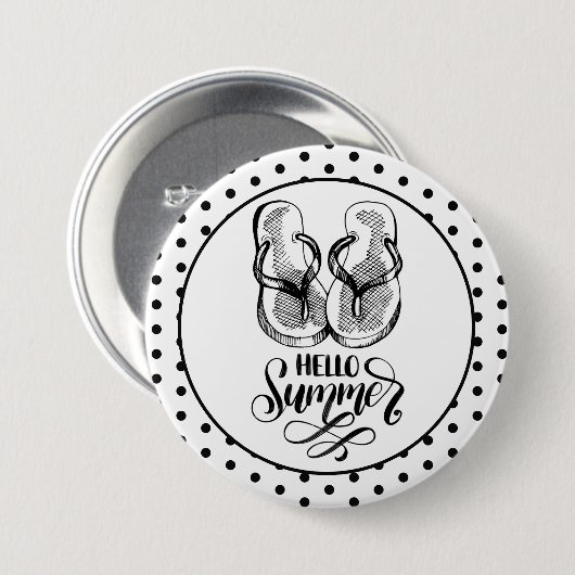 Hallo Sommerflip-Flops-Button Button (Vorne & Hinten)