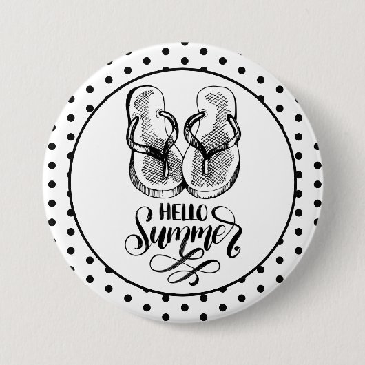 Hallo Sommerflip-Flops-Button Button (Vorderseite)