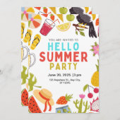 hallo sommerliche Party Einladung (Vorne/Hinten)