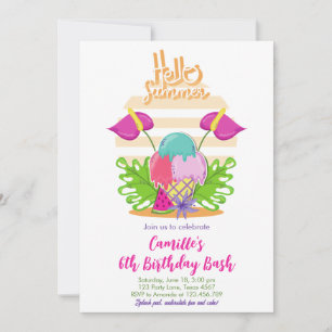 Hallo Sommermädchen zum Geburtstag Einladung