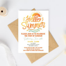Hallo Sommerparty-Einladung Sonne Sommer Orange