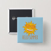 Hallo Sommersonne mit Sonnenbrille Button (Vorne & Hinten)