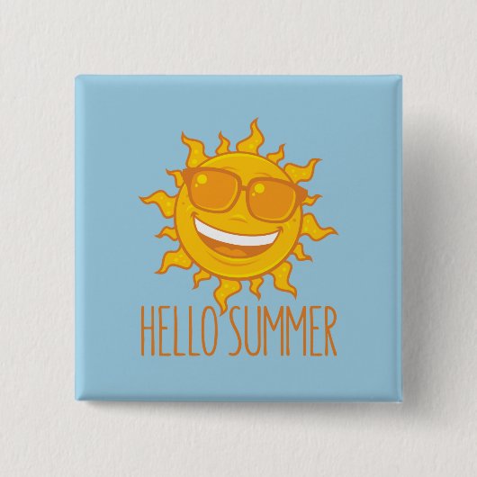 Hallo Sommersonne mit Sonnenbrille Button (Vorderseite)