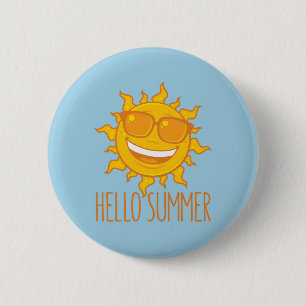 Hallo Sommersonne mit Sonnenbrille Button
