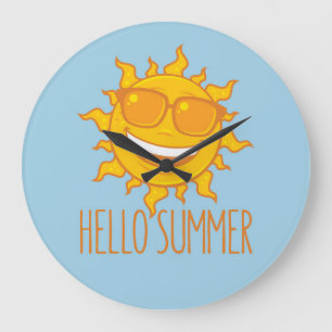 Hallo Sommersonne mit Sonnenbrille Große Wanduhr