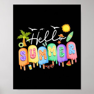 Hallo Sommerurlaub Eiscreme Popsicle Ice Lolly Poster