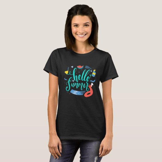 Hallo Sommerurlaub Eiscreme Popsicle Ice Lolly T-Shirt (Vorne ganz)
