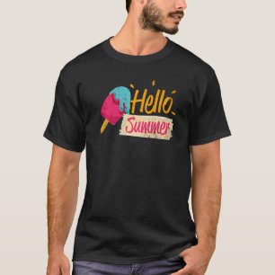 Hallo Sommerurlaub Eiscreme Popsicle Ice Lolly T-Shirt