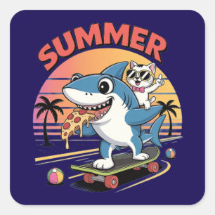 Hallo Sommerurlaub Quadratischer Aufkleber