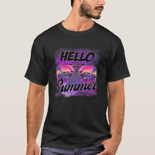 Hallo Sommerurlaub Sonnenbrille Wasserfarbe T-Shirt