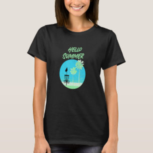 Hallo Sommerurlaub Sonnenuntergang Vintage Disc Go T-Shirt