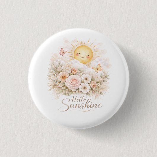 Hallo Sonnenschein Florale Sonnenknöpfe  Button (Vorderseite)