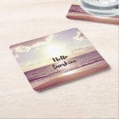 "Hallo Sonnenschein-" Foto-Zitat Rechteckiger Pappuntersetzer (angewinkelt)