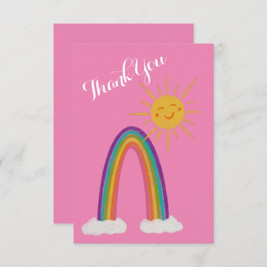 Hallo Sonnenschein mit Regenbogen Danke Karte (Vorne/Hinten)