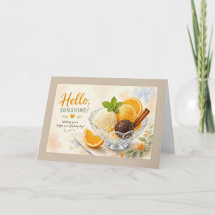 Hallo Sonnenschein Orange Eisbecher Grußkarte Karte