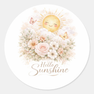 Hallo Sonnenschein – Zitat über positiven Sonnensc Runder Aufkleber