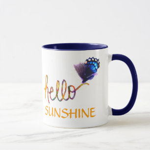 hallo Sonnenscheintextkunst und -schmetterling Tasse