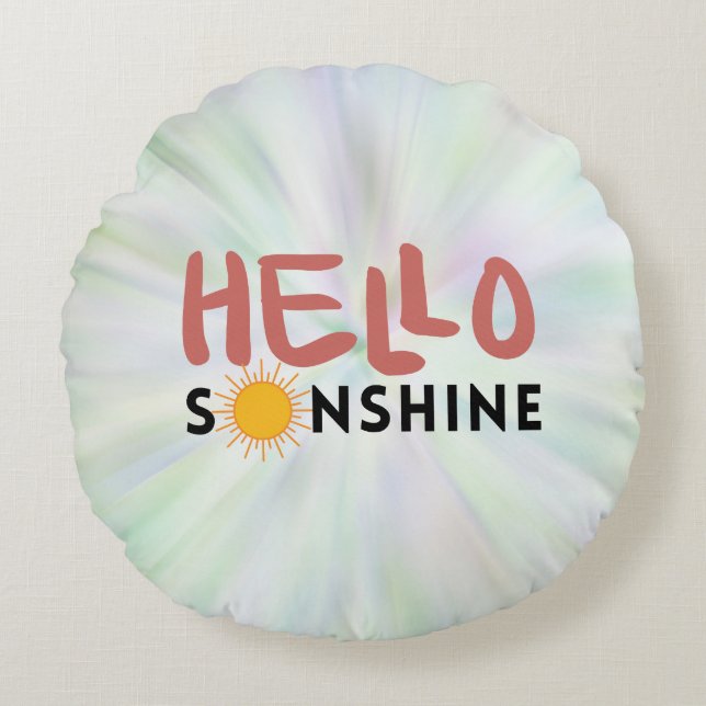 Hallo Sonshine, Sun Rays, Summer vibes Rundes Kissen (Vorderseite)