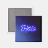 Hallo Spaß Neon Blue Sign Bright und fröhlich Magnet (Vorderseite/Rückseite)