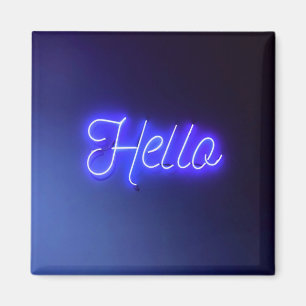 Hallo Spaß Neon Blue Sign Bright und fröhlich Magnet