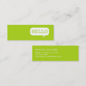 "Hallo" Sprache-Blase Telefonnummerkarte (Vorne/Hinten)