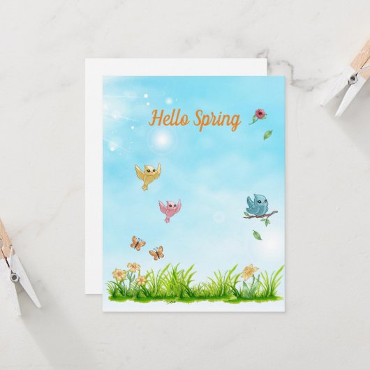 Hallo Spring & Blue Sky Karte (Vorderseite/Rückseite Beispiel)