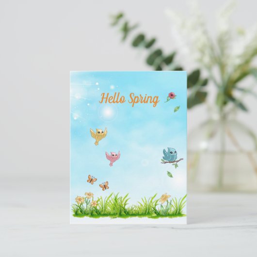 Hallo Spring & Blue Sky Postkarte (Stehend Vorderseite)