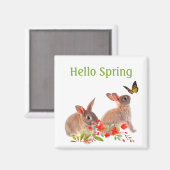 Hallo Spring Bunny Rabbit und Butterfly Magnet (Vorderseite/Rückseite)