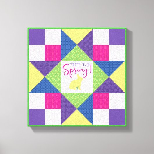 Hallo Spring Ohio Star Quilt Blockmuster Leinwanddruck (Vorderseite)