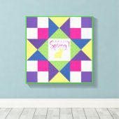 Hallo Spring Ohio Star Quilt Blockmuster Leinwanddruck (Insitu (Holzboden))