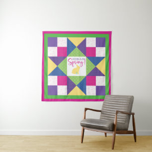 Hallo Spring Ohio Star Quilt Blockmuster Wandteppich