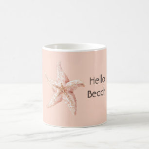 Hallo Strand Pfirsich Seestern Kaffeetasse