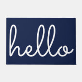 Hallo Stylish Modern Script Navy Blau Fußmatte (Vorderseite)