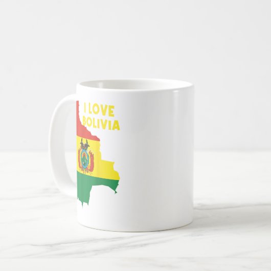 Hallo Sucre I Heart Bolivien Karte Flaggen Proud B Kaffeetasse (Vorderseite Links)